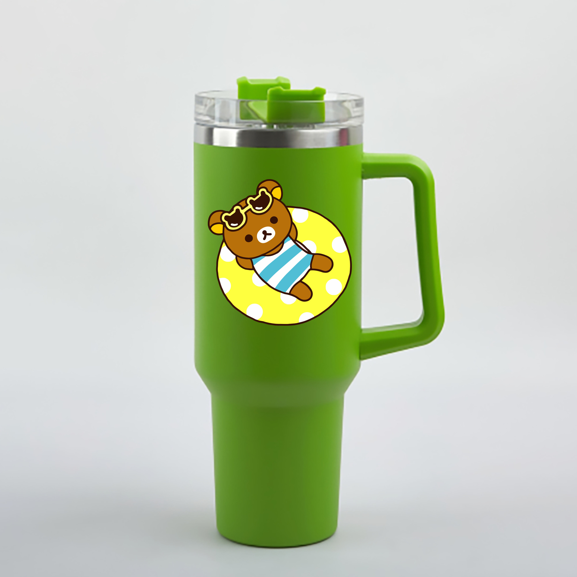 （画像用） リラックマ リラックマ キイロイトリ Rilakkuma Korilakkuma Kiiroitori 1200mL車用タンブラー - クリスタルステッカー（プラスチックストロー付き）